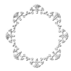 White beautiful vintage vector frame on a white background. SVG