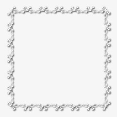 White beautiful vintage vector frame on a white background. SVG