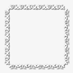White beautiful vintage vector frame on a white background. SVG