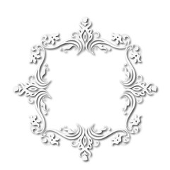 White beautiful vintage vector frame on a white background. SVG