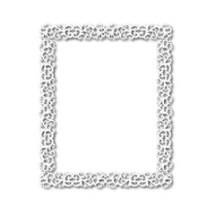 White beautiful vintage vector frame on a white background. SVG