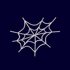 3D illustration of a white spider web on a dark background. Perfect for Halloween graphics, spooky posters, party invitations, seasonal decorations, horror designs, or abstract digital elements.