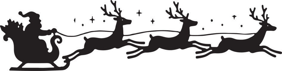 Fototapeta premium Festive flying Santa silhouettes.