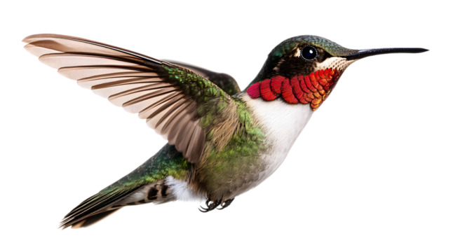 Ruby-Throated Hummingbird in Mid-Air A Stunning Bird A Dynamic and Graceful Creature in Action