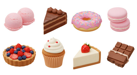 3D Desserts and Sweets: A Delicious Collection of Cakes, Donuts, and Treats
