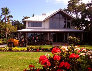 Modern house in a tropical garden