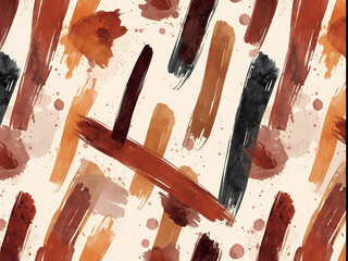Abstract earth tone watercolor strokes seamless pattern design element
