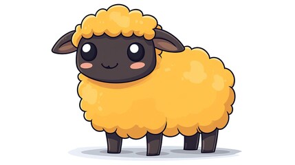Cute Cartoon Sheep Vector Illustration in Simple Drawing Style: Transparent Background Cutout, Clean Lines & Fresh Style, for Kids' Decoration, Stationery Design & Sticker Making