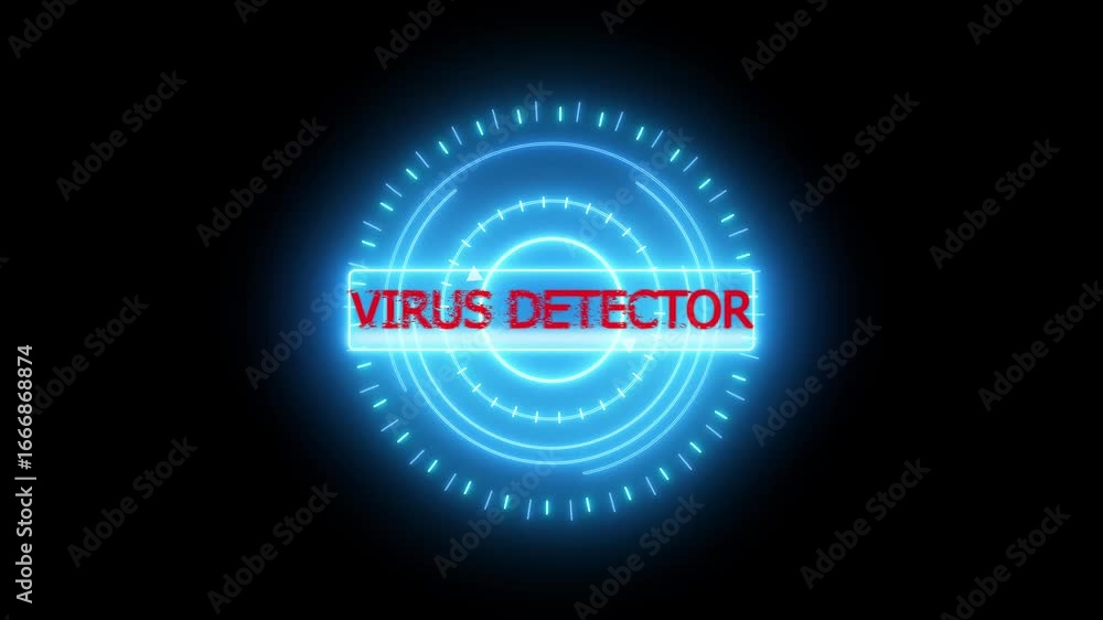 Poster digital cyber security interface with virus detector displaying systemneon 4k video animation gollo 