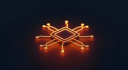 Glowing microchip representing technology and innovation in a digital world.