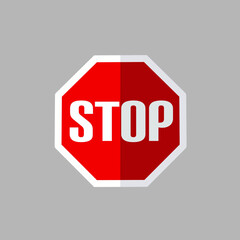 Red Stop Sign Icon Isolated on Gray Background Traffic Safety Symbol