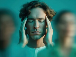 Professional Millennial Man Experiencing Burnout in Modern Office High-Quality Wellness Visual for Stress Management and Workplace Mental Health Campaigns