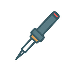 Fototapeta premium Flat design soldering iron icon with a bluegrey handle and pointed metal tip.