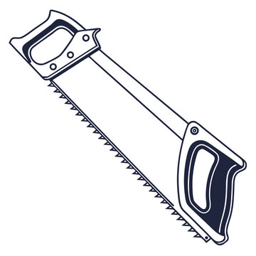 Hand Saw with Angled TwoHanded Grip and Sharp Teeth.