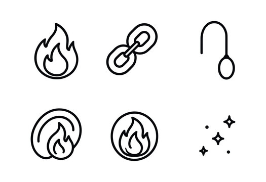 vector outline icons poi spinning (fire poi): flame orb chain loop shadow smear highlight rim motion blur ember spark.