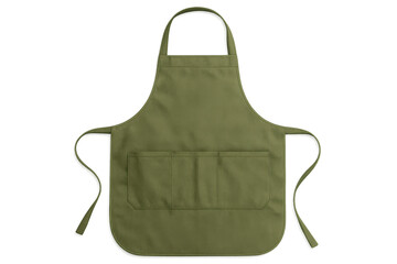 Green kitchen apron with pockets on transparent background