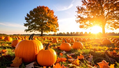 Autumn Pumpkin Patch Sunset. (1)