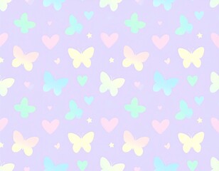 Pastel butterflies and hearts pattern