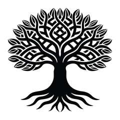 Obraz premium a black and white tree with a knot pattern