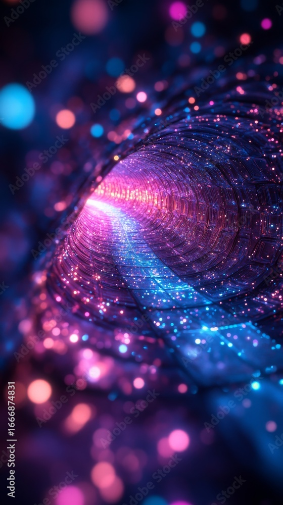 Aufkleber vibrant abstract cyber tunnel: an electrifying journey through a luminous futuristic portal adorned 