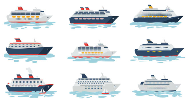 Collection of various cruise ships and ferries on water