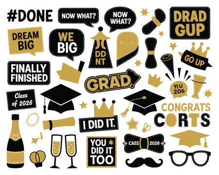 Graduation Celebration Black and Gold Party Decorations Collection