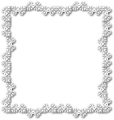 White beautiful vintage frame on a transparent background.PNG, 300 DPI