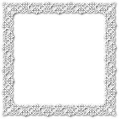 White beautiful vintage frame on a transparent background.PNG, 300 DPI