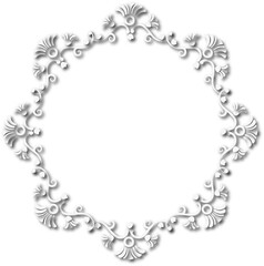 White beautiful vintage frame on a transparent background.PNG, 300 DPI