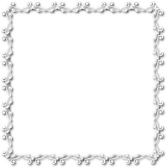White beautiful vintage frame on a transparent background.PNG, 300 DPI