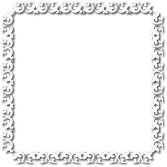 White beautiful vintage frame on a transparent background.PNG, 300 DPI