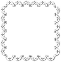 White beautiful vintage frame on a transparent background.PNG, 300 DPI