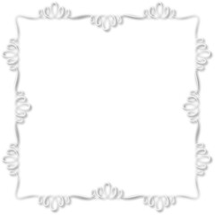 White beautiful vintage frame on a transparent background.PNG, 300 DPI