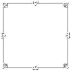 White beautiful vintage frame on a transparent background.PNG, 300 DPI