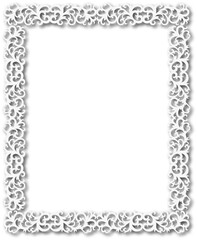 White beautiful vintage frame on a transparent background.PNG, 300 DPI