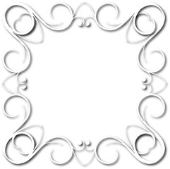 White beautiful vintage frame on a transparent background.PNG, 300 DPI