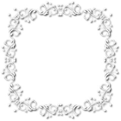 White beautiful vintage frame on a transparent background.PNG, 300 DPI