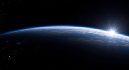 Earth horizon sunrise space view from orbit wallpaper background stock photo high resolution image