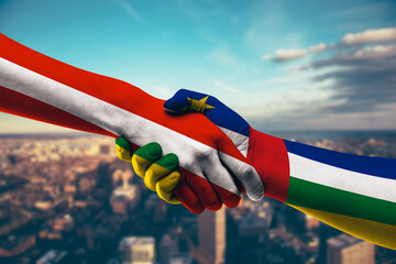 Shaking hands Austria and Central African Republic