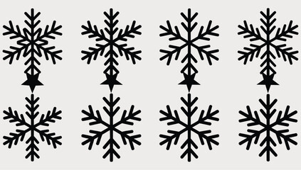 Symmetrical winter snowflake and star pattern design, creating a festive and decorative graphic element suitable for holiday projects and seasonal themes