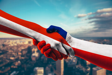 Shaking hands Austria and Chile