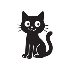 Black and white cat vector illustration
