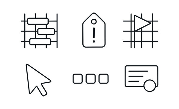 vector outline icons task prioritization matrix (roadmap overlay): timeline bars priority tags milestone flags grid background pointer icon legend.