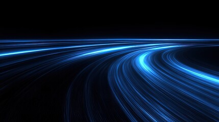 Blue Light Trails on Black Background, Dynamic and Futuristic Visual for Digital Projects 