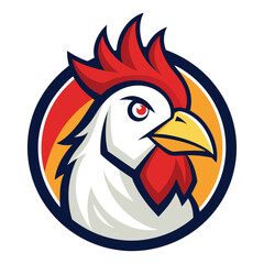 Obraz premium A vibrant vector illustration of a cartoon rooster's head, perfect for farm animal designs