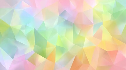 Fototapeta premium Abstract polygonal mosaic in pastel rainbow tones of pink, green, yellow and blue, geometric low poly gradient design for modern creative backgrounds