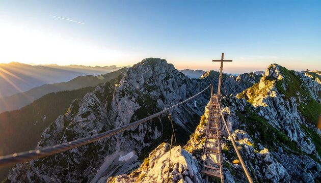 Mountaintop walkway at dawn