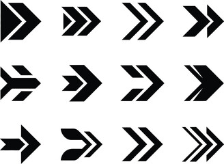 Various Arrow Styles A Set of Graphic Directional Icons in Black and White