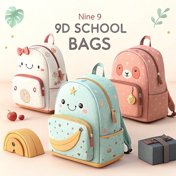 Cute 9d school bags for kids featuring adorable animal designs