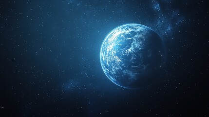 Obraz premium Blue Planet in Star - Filled Space Background 